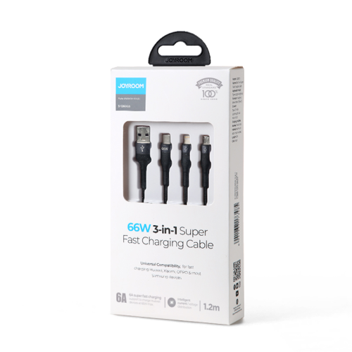 USB кабел Joyroom S-1260G5 66W 3 in 1 Super Fast Charging Cable 1.2m