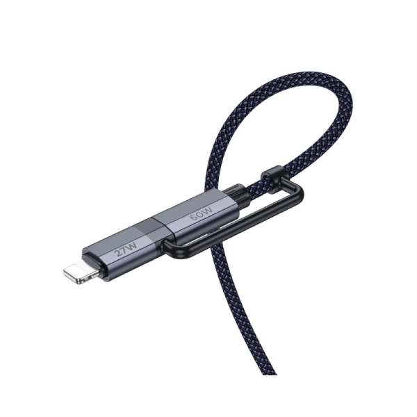 USB кабел HOCO 2в1 Type C to Type C / Lightning U134 1,2m