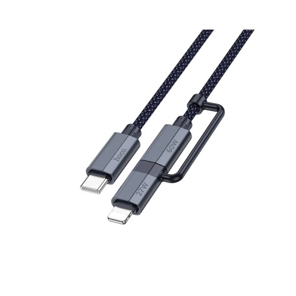 USB кабел HOCO 2в1 Type C to Type C / Lightning U134 1,2m