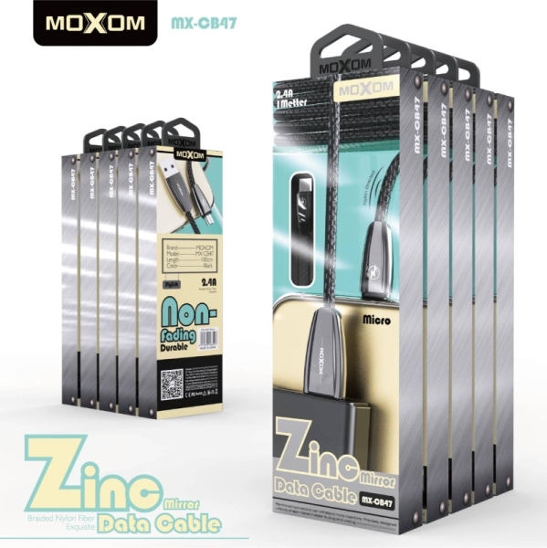 USB кабел MOXOM MX-CB47 1M 2.4A fast micro